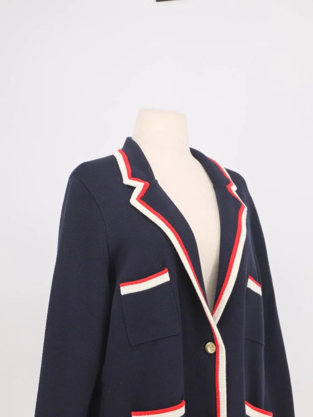 TALBOTS Tipped Boyfriend Knit Blazer in Navy Size 2Xp